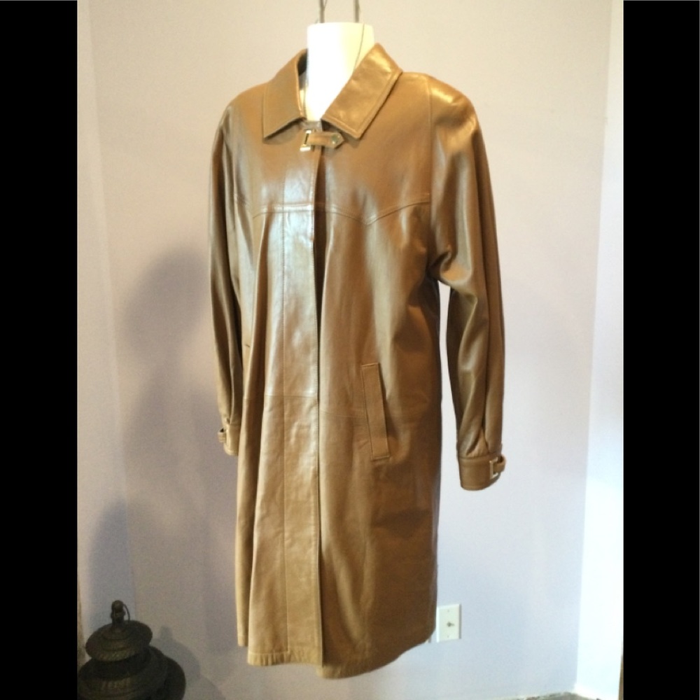 Leather long jacket women L